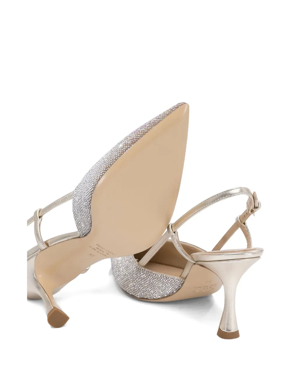 Ninalilou Mya 70 Rhinestone Embellished Slingback Pumps In Gold