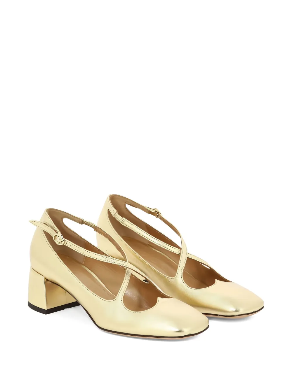 A.Bocca 45mm Two For Love crossover pumps Gold