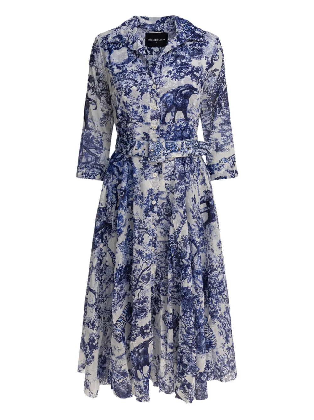 Samantha Sung Aster jurk met ceintuur Blauw