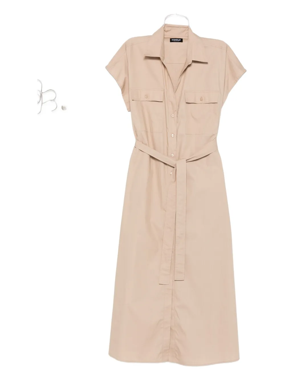 DONDUP belted flap-pocket dress Beige