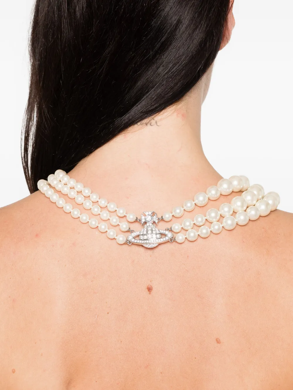 Vivienne Westwood Orb halsketting met imitatieparel - Zilver