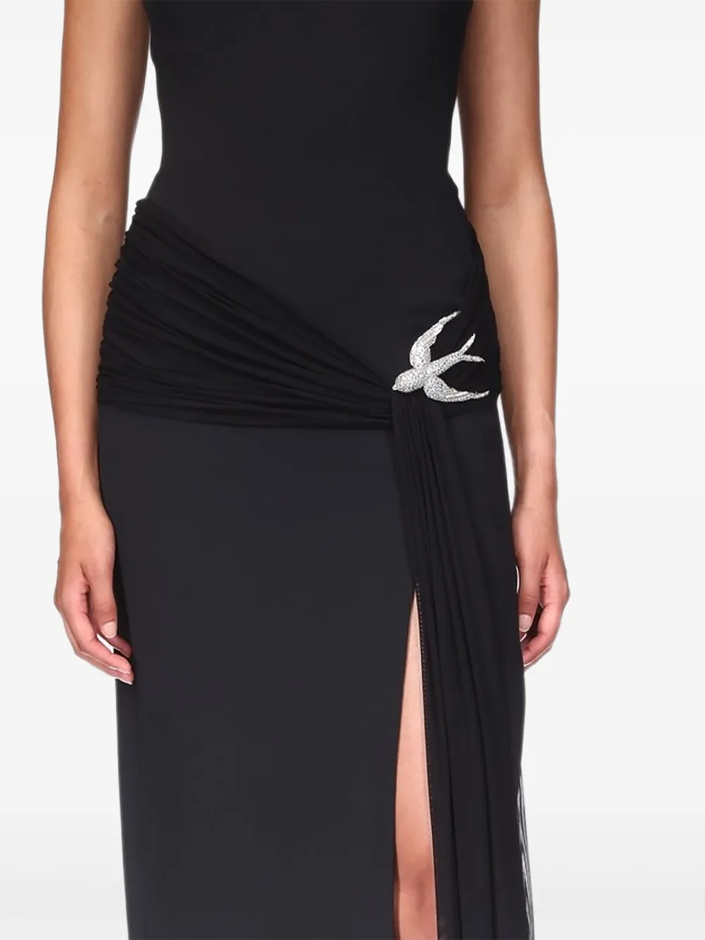 David Koma embellished draped dress - Zwart