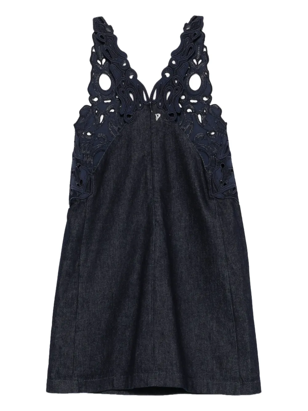 Dondup Embroidered Denim Dress In Black