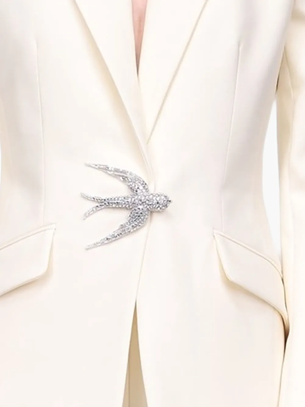 David Koma Crystal-embellished Stretch-wool Blazer In Neutral