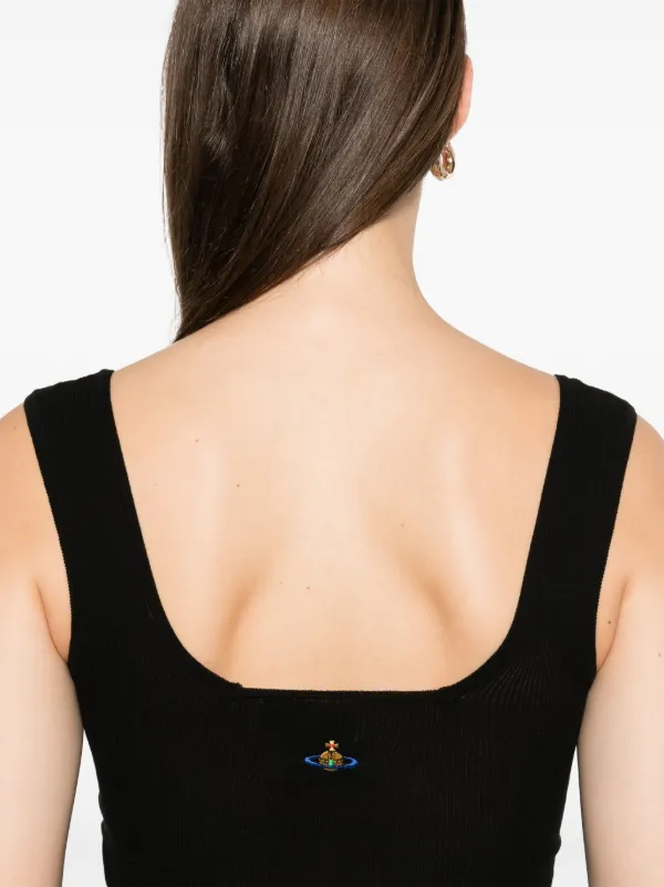 Vivienne Westwood Orb-embroidered Ribbed Top | Black | FARFETCH