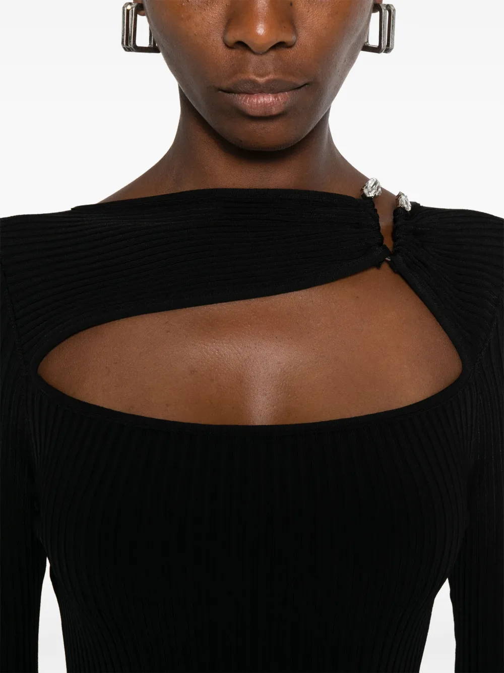David Koma cut-out ribbed dress Zwart