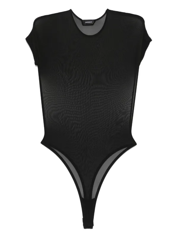WARDROBE.NYC Sheer Cap-sleeve Bodysuit in Black