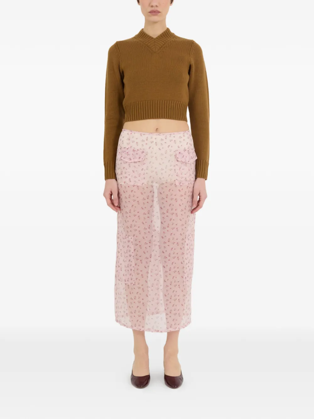 ALFIE Straight rok met roosprint - Roze