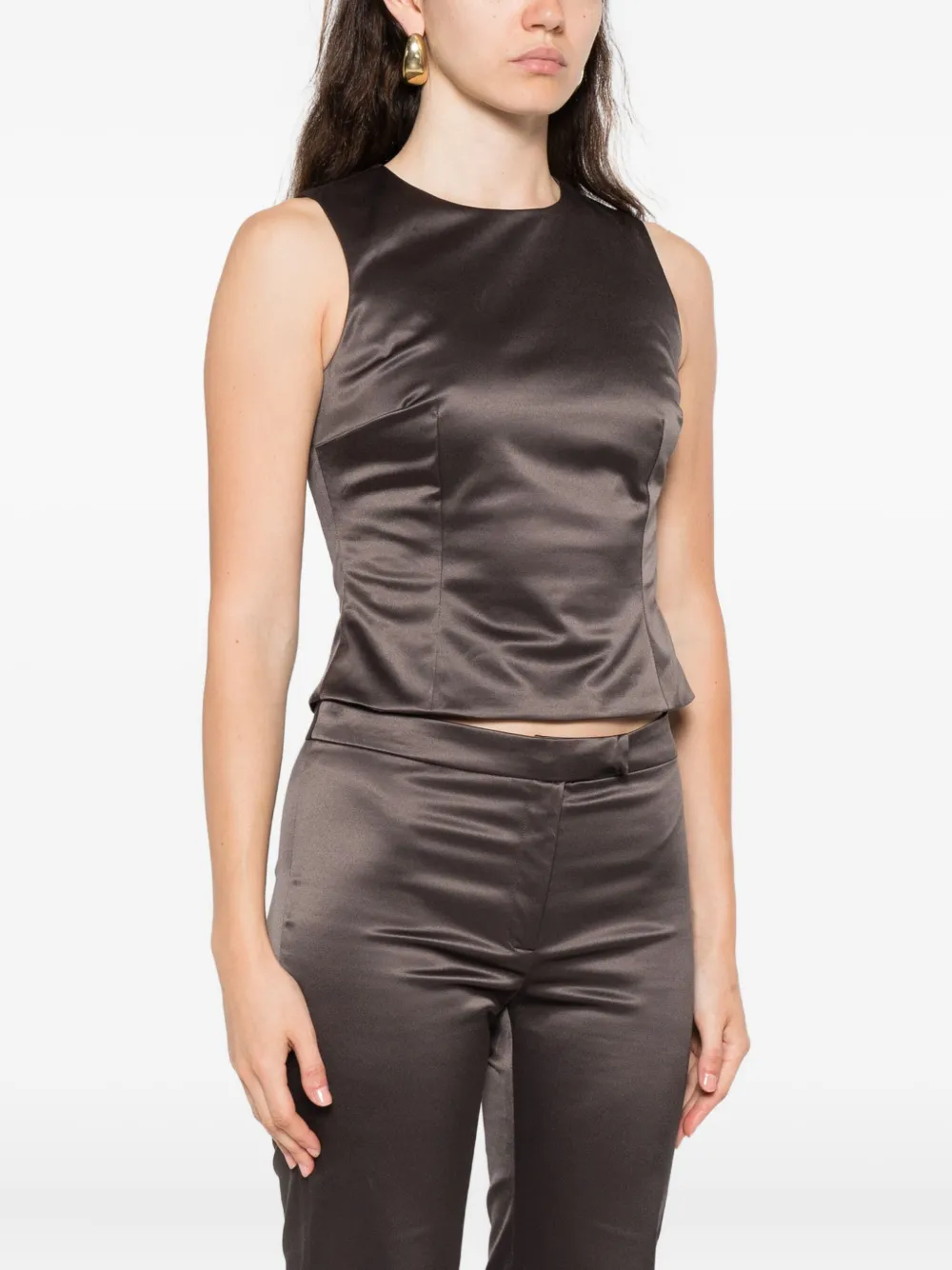 Alfie Nori Satin Tank Top In Gray