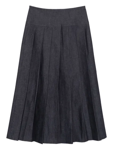 ALFIE plissé-effect denim midi skirt