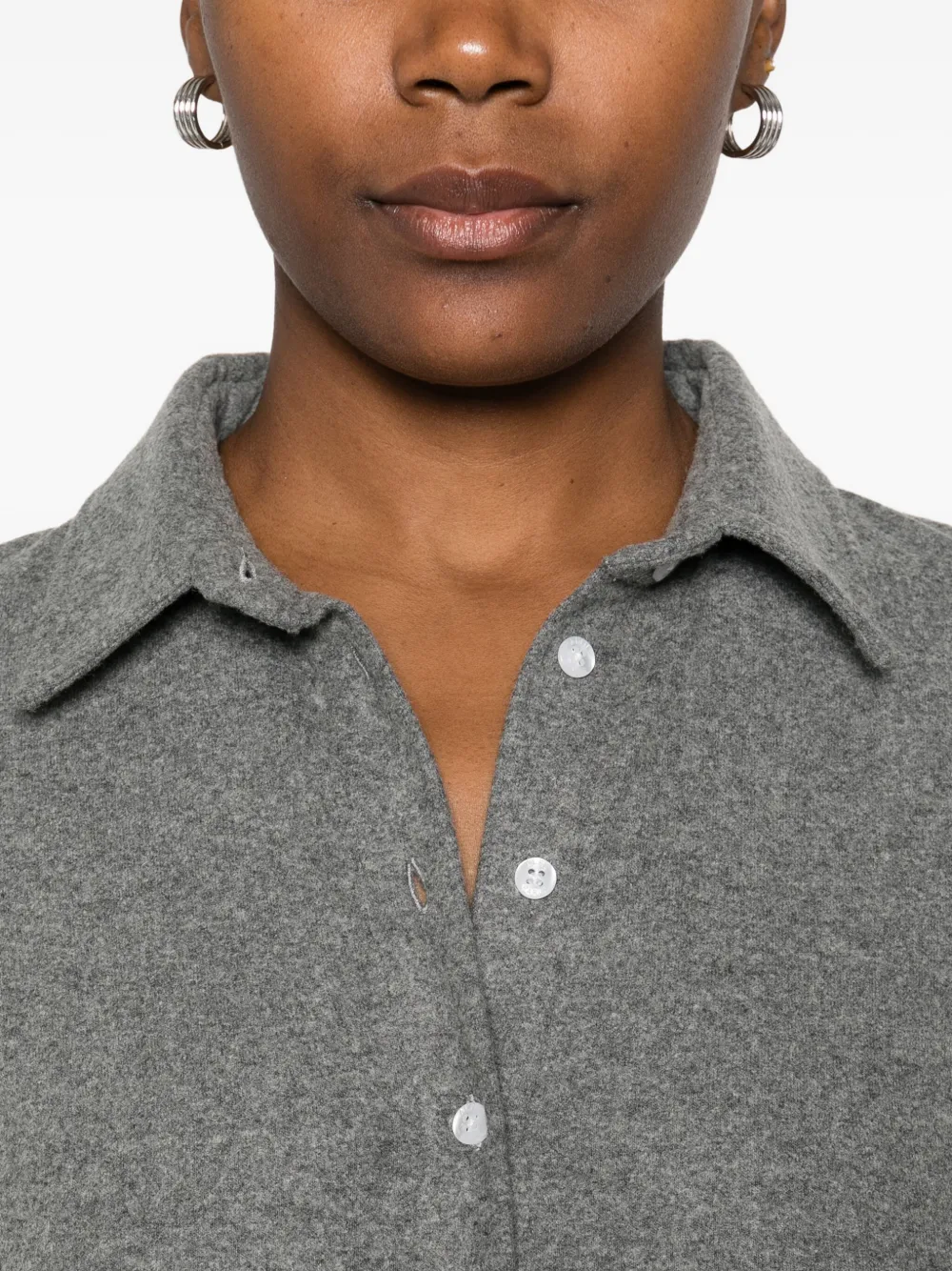 Alfie Fine-knit Button-up Shirt In Gray
