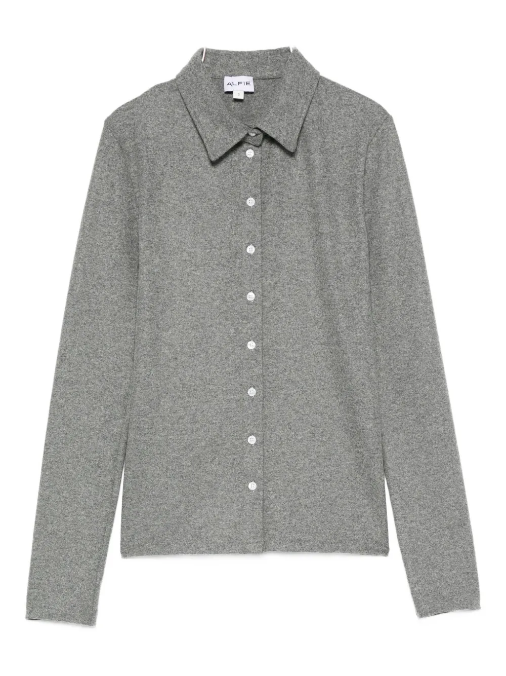 ALFIE fine-knit button-up shirt | Grey | Image 1