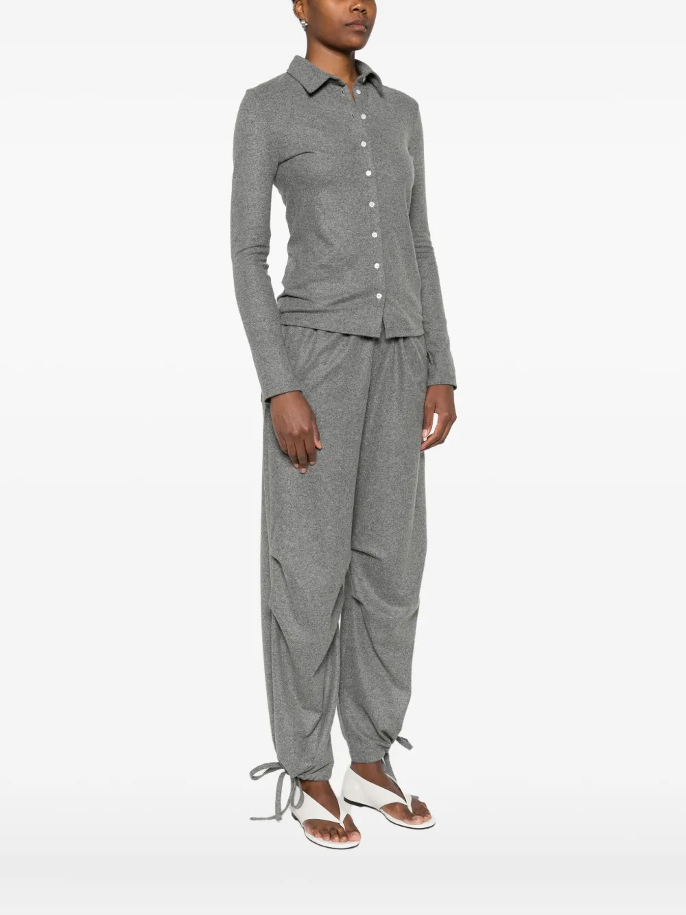 Alfie Fine-knit Button-up Shirt In Gray