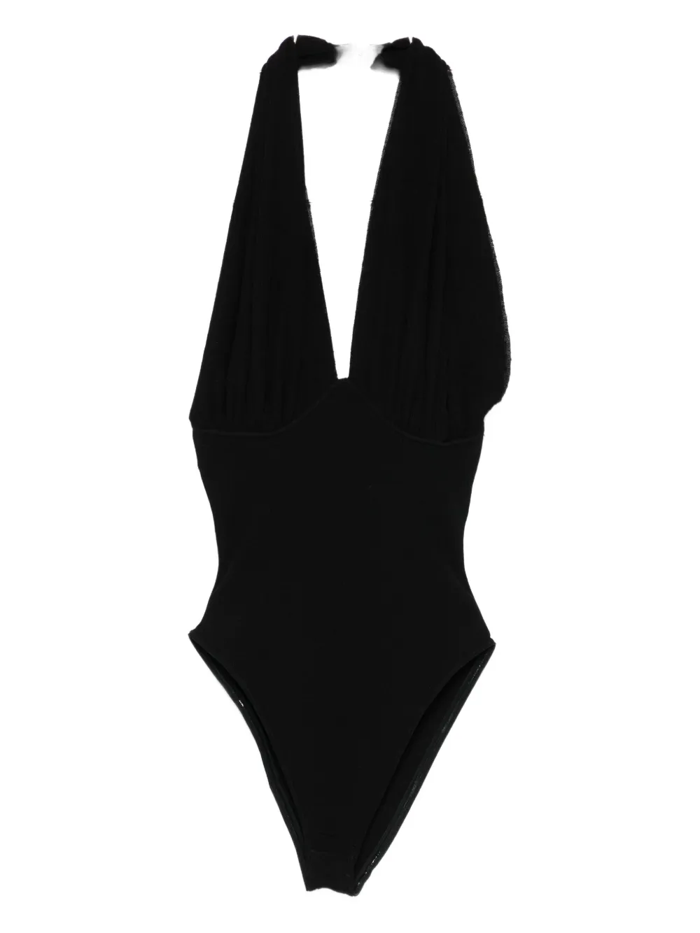 Paris Georgia Draped Halterneck Bodysuit In Black