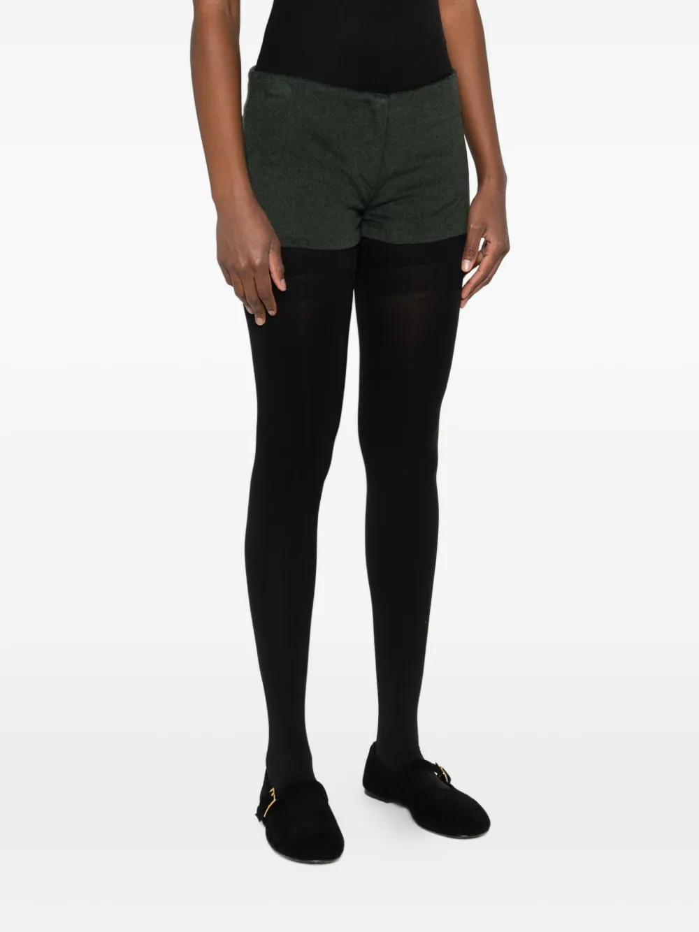 Alfie Fine-knit Mini Shorts In Green