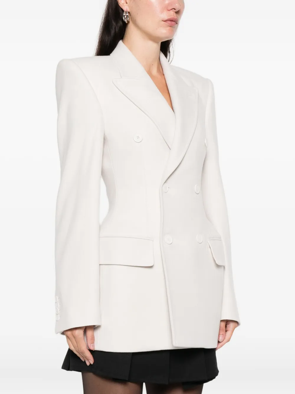 Balenciaga Double-breasted Hourglass Blazer In Neutral