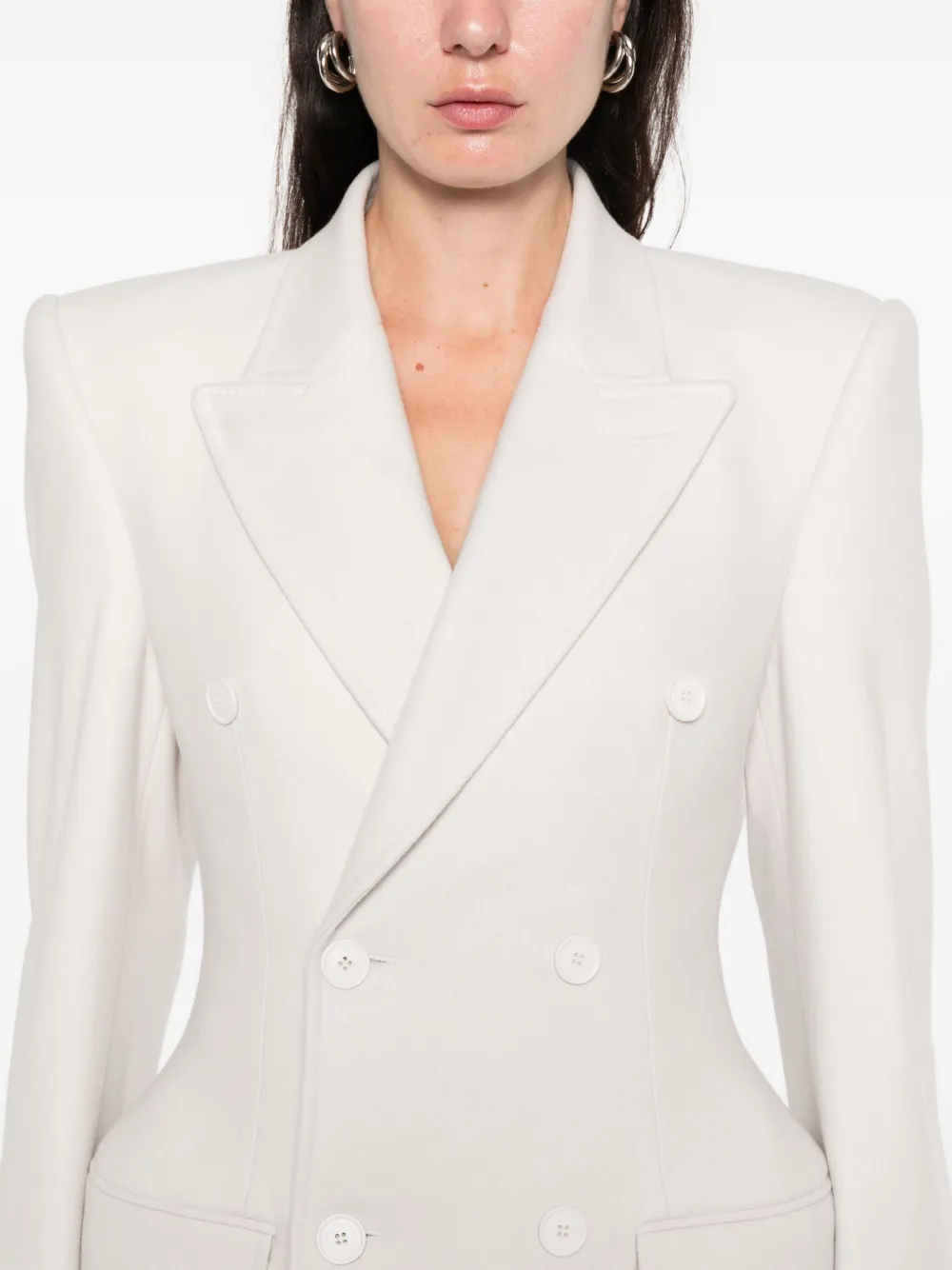 Balenciaga Double-breasted Hourglass Blazer In Neutral
