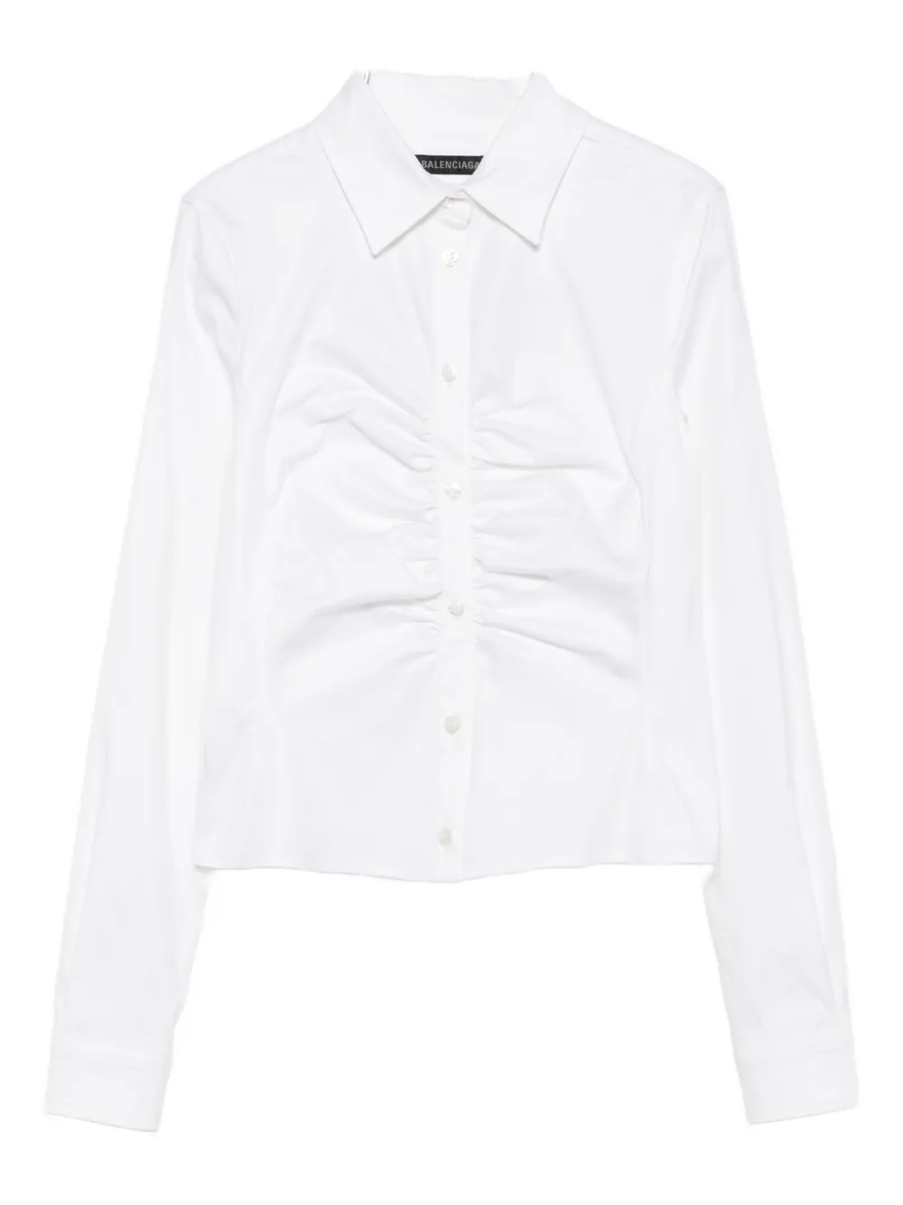 Balenciaga Ruched Long-sleeve Shirt In White