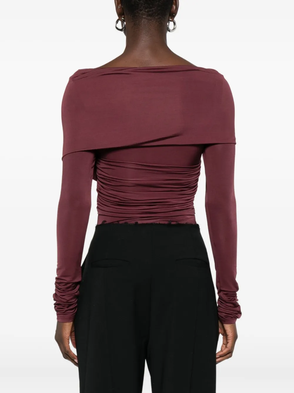 Paris Georgia Otto gedrapeerde body met lange mouwen Rood