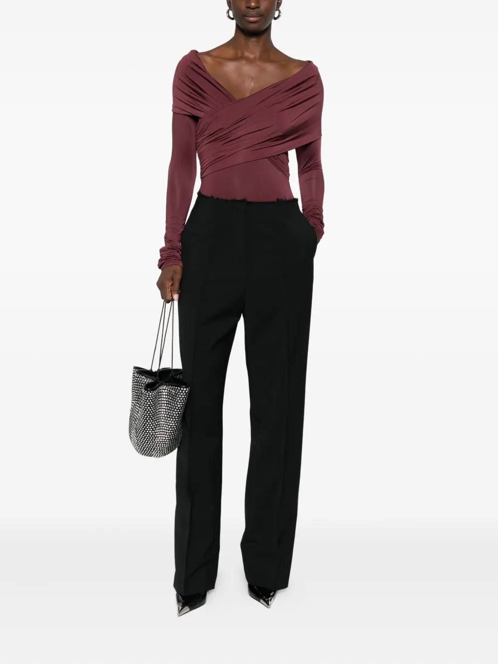 Paris Georgia Otto draped long-sleeve bodysuit - Rood