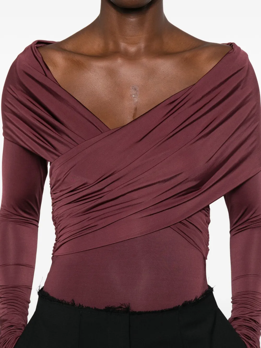 Paris Georgia Otto gedrapeerde body met lange mouwen Rood