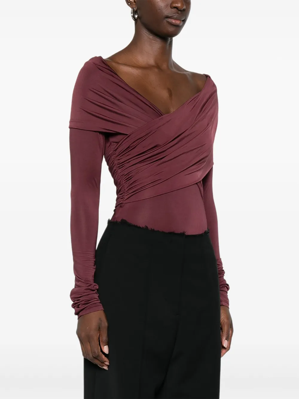 Paris Georgia Otto gedrapeerde body met lange mouwen Rood