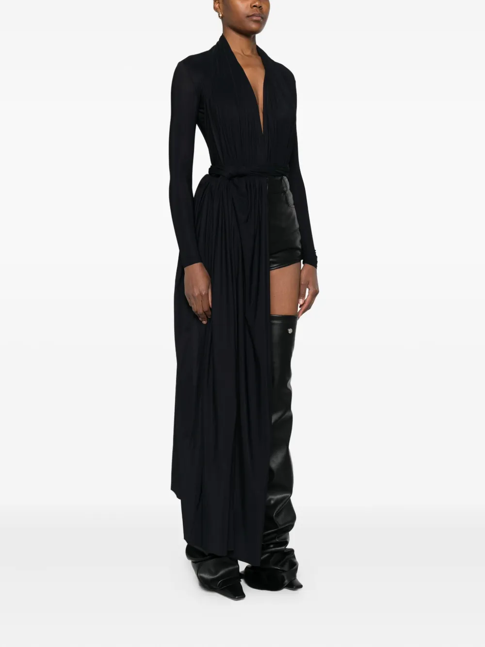 Balenciaga Draped Ruched Stretch-jersey Maxi Dress In Black