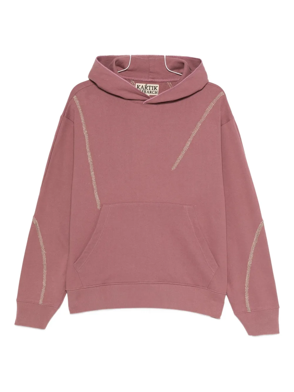 Kartik Research Embroidered-panel Hoodie In Pink