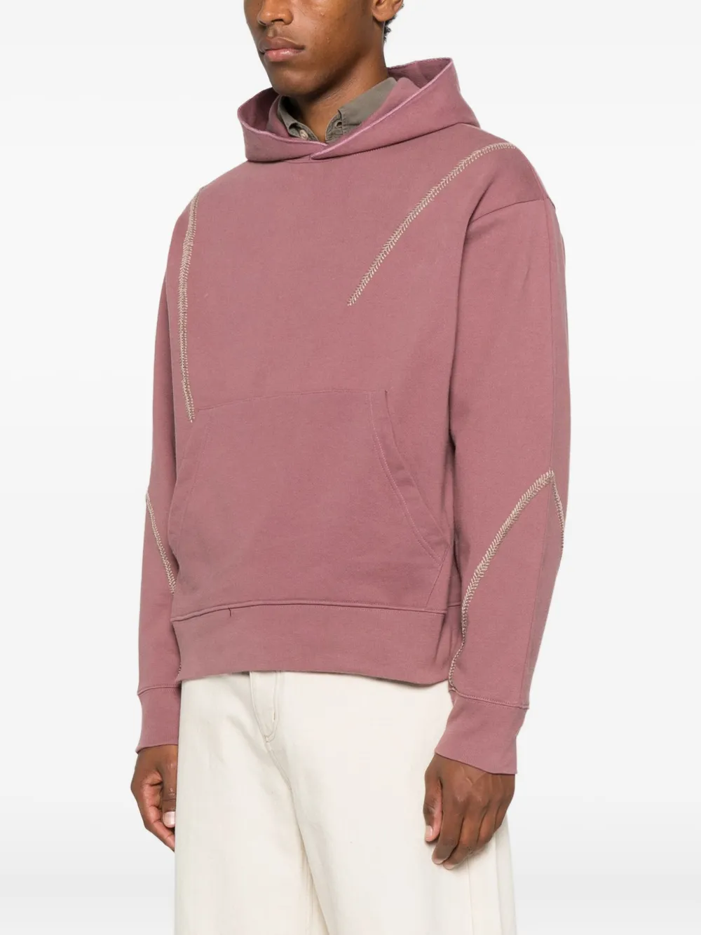 Kartik Research Embroidered-panel Hoodie In Pink
