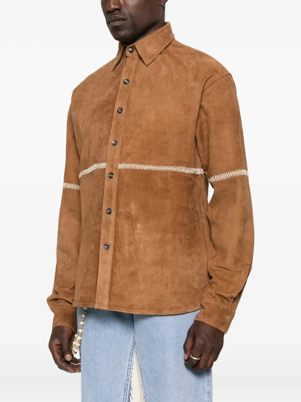 Kartik Research Rabari Suede Shirt In Brown