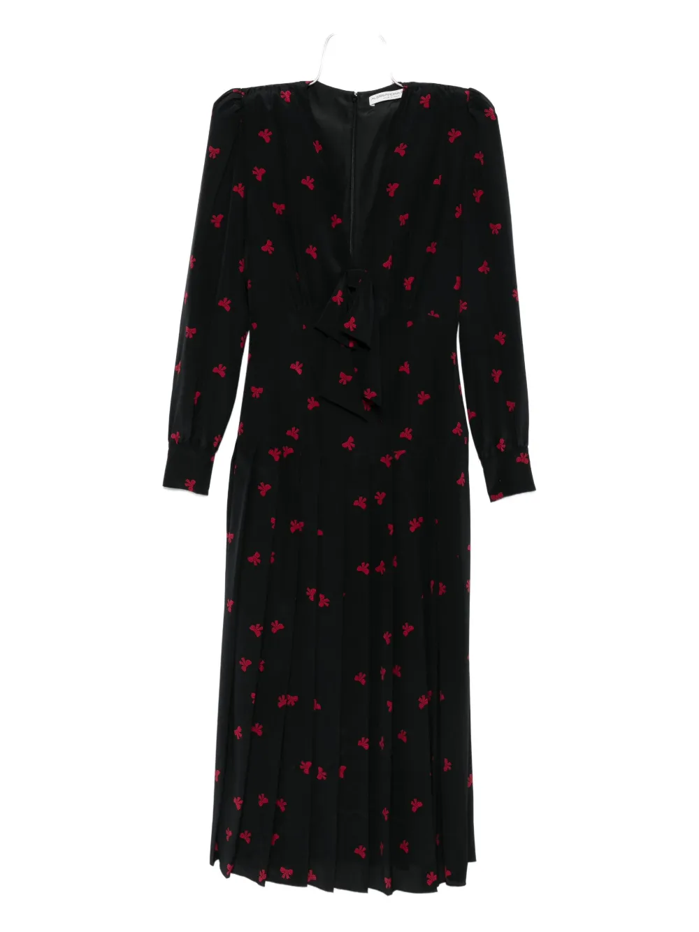Alessandra Rich Pleated Bow-print Dress In Multi