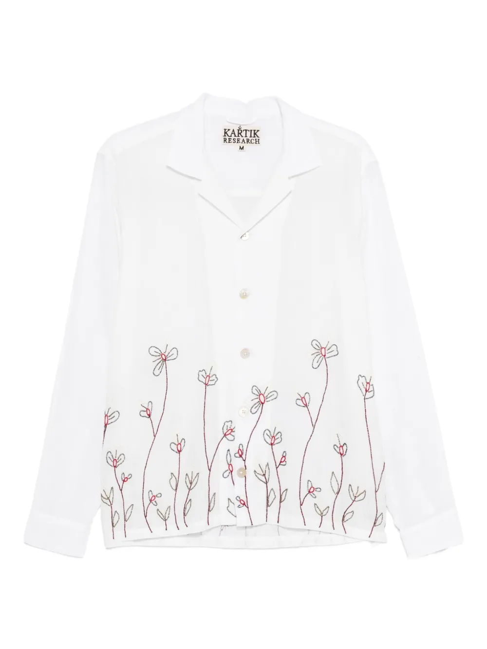 Kartik Research floral-embroidered camp-collar shirt | White | Image 1