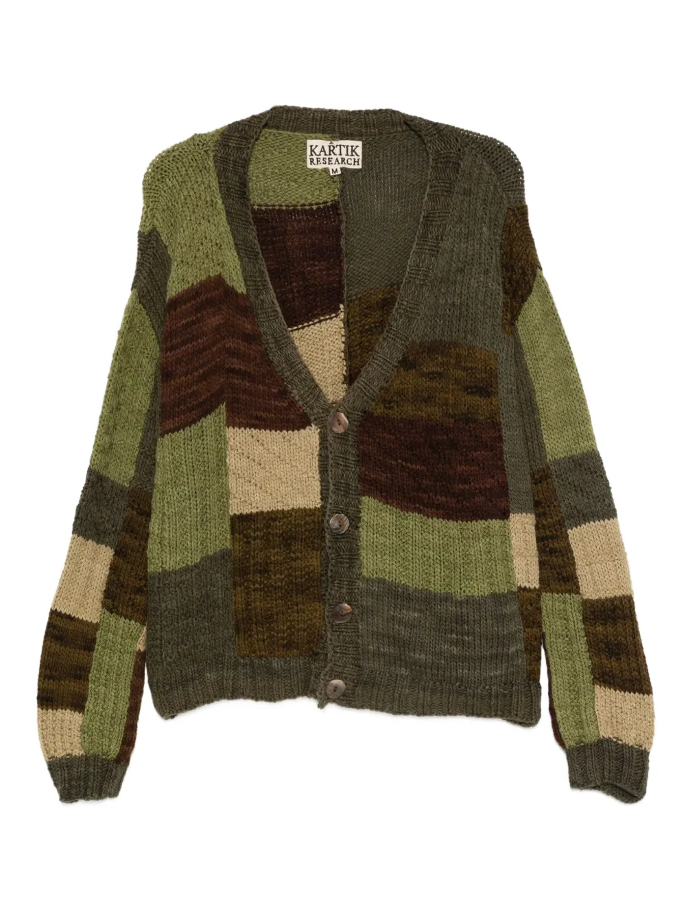Kartik Research patchwork button cardigan | Green | Image 1