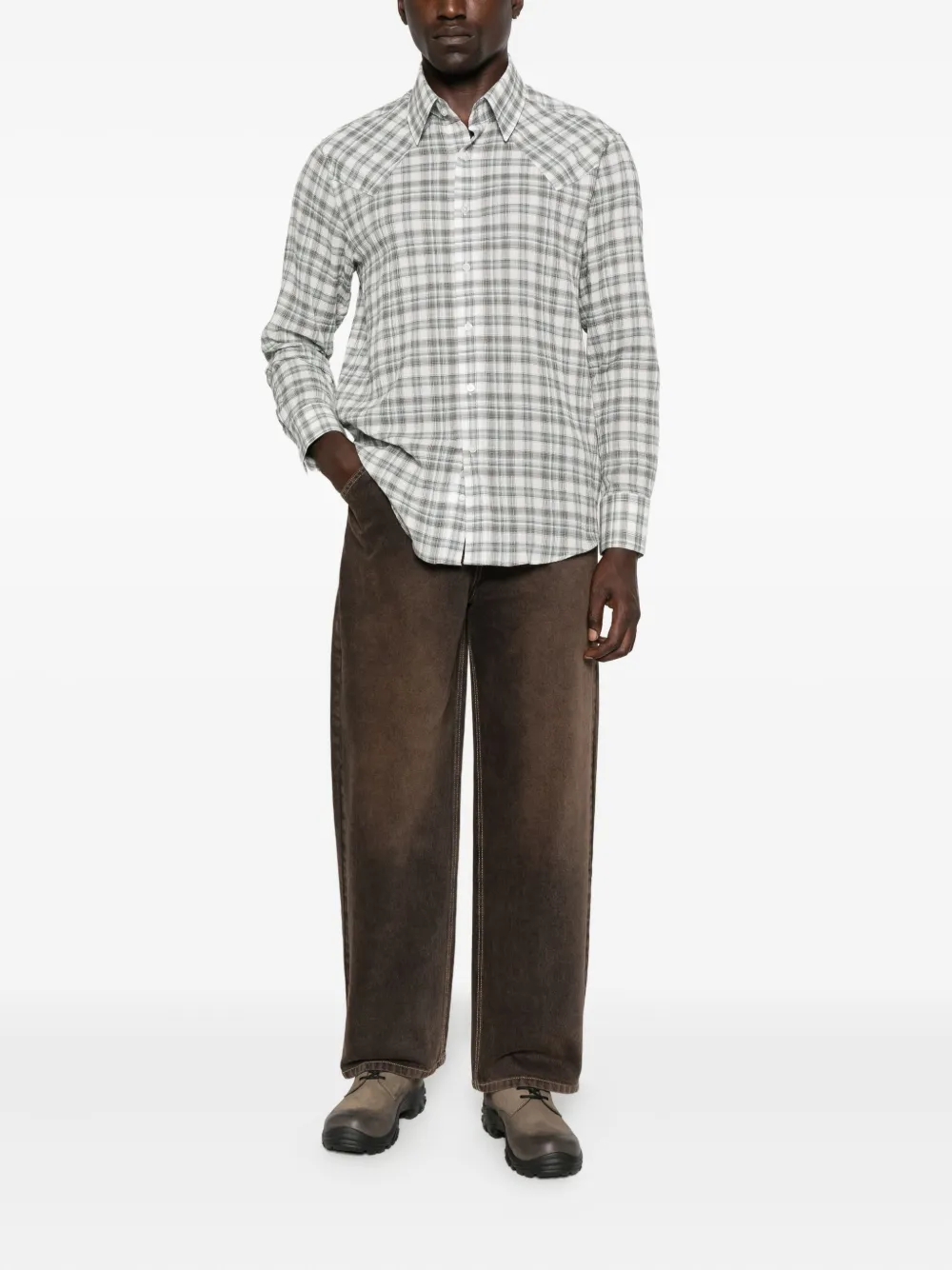 Carter Young plaid button-up shirt - Grijs