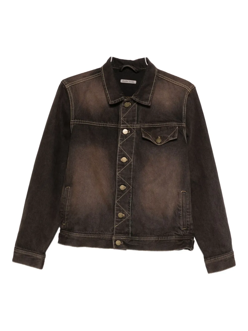 Carter Young overdyed denim jacket - Marrone
