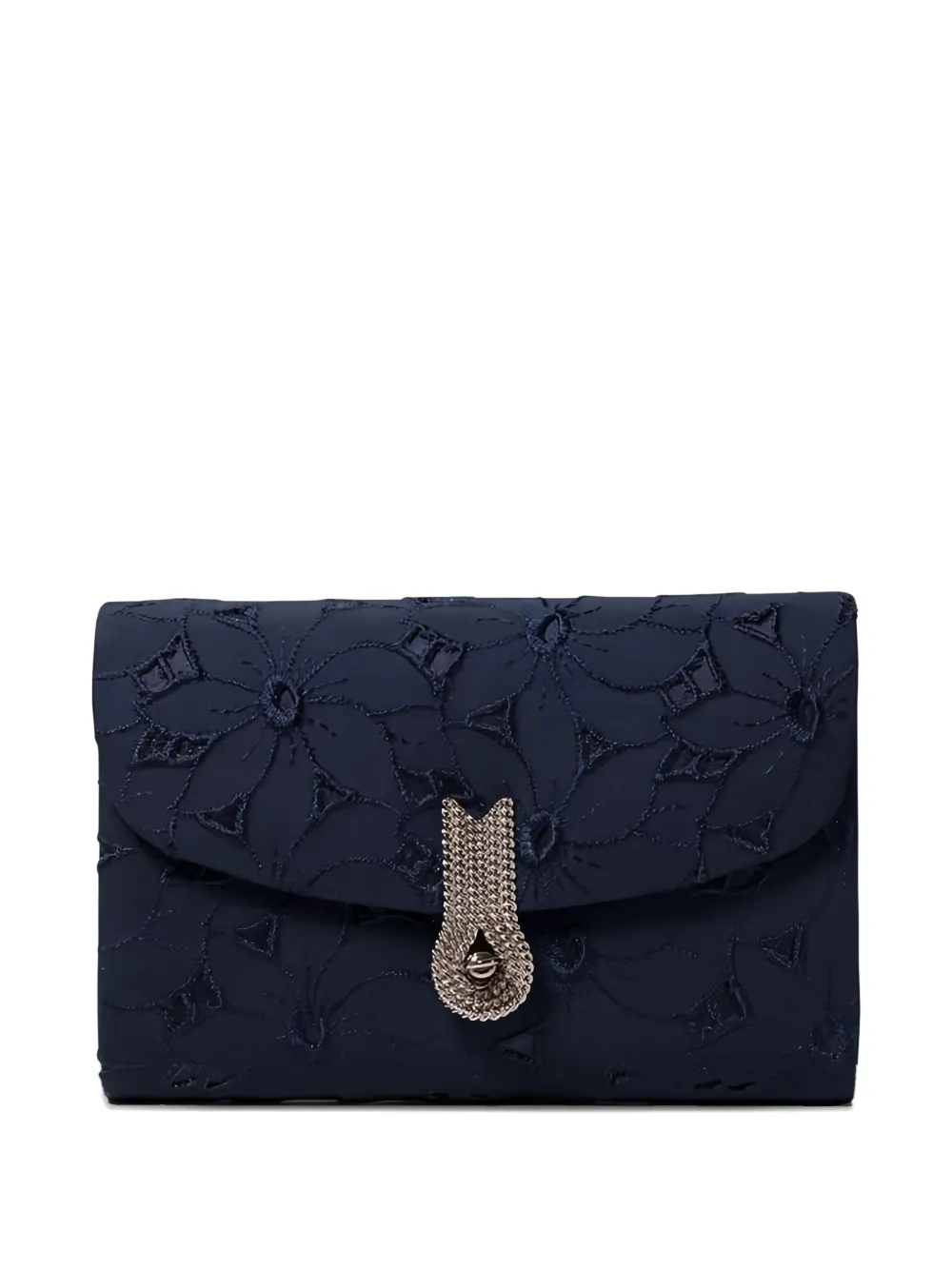 floral-embroidered clasp clutch bag