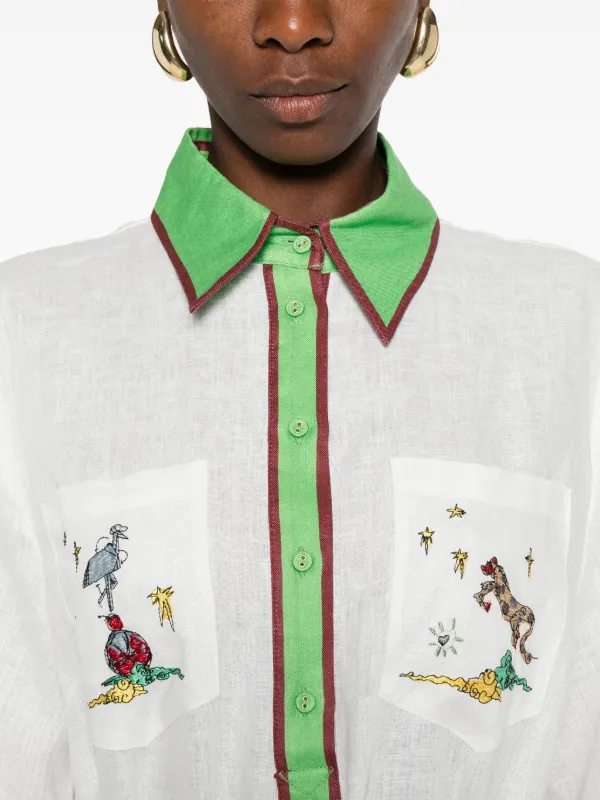 ALEMAIS Linen Dress | White | FARFETCH GE