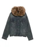 Balenciaga faux fur-collar denim jacket - Blue