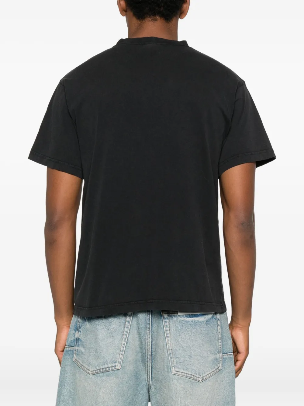 Balenciaga Black Crewneck T-shirt With Logo Print On The Front In Cotton Man In Black