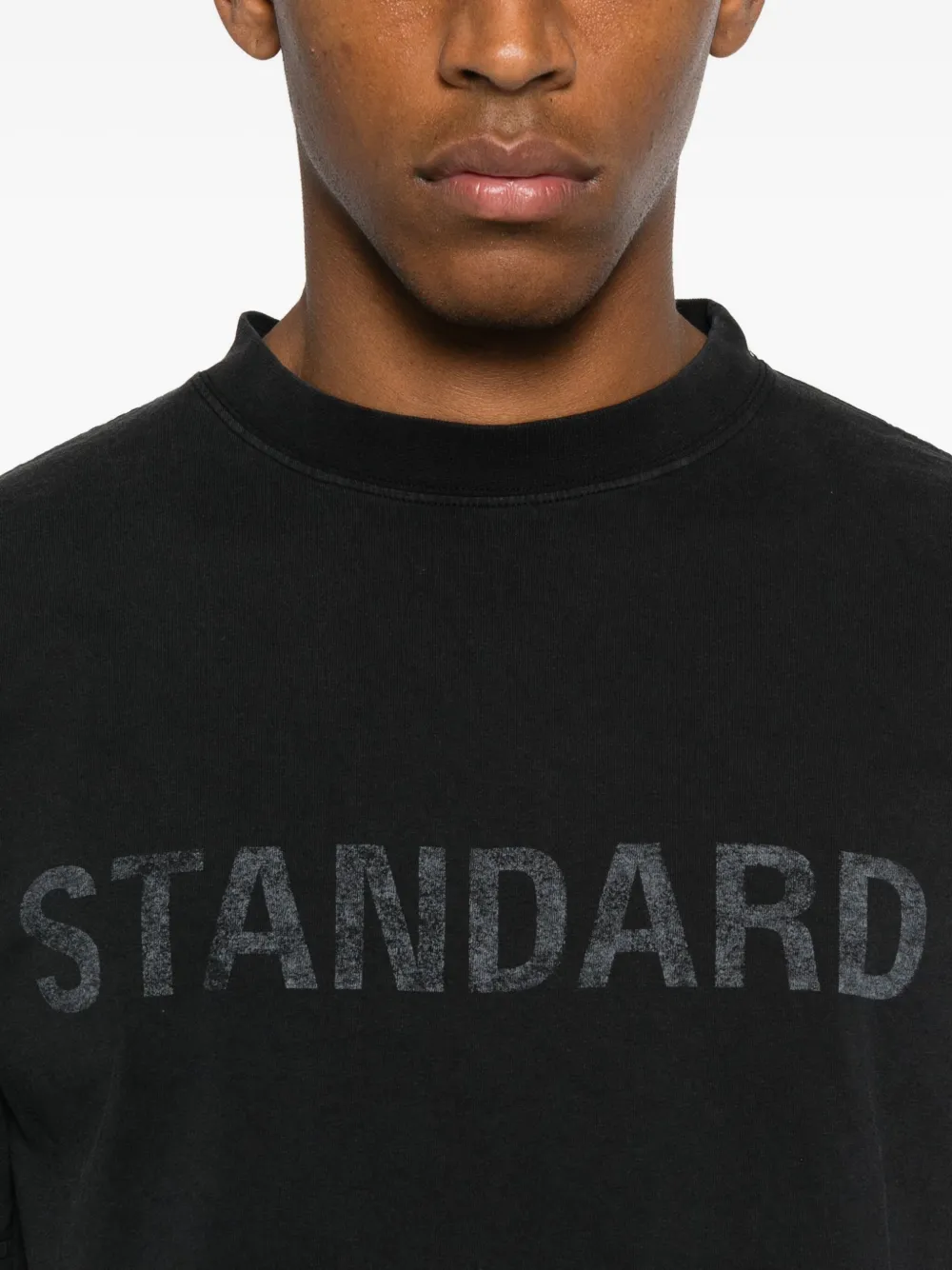 Balenciaga Black Crewneck T-shirt With Logo Print On The Front In Cotton Man In Black