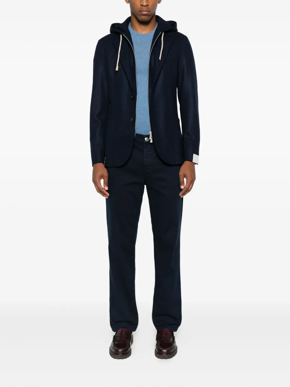 Eleventy hooded two-button blazer Blauw