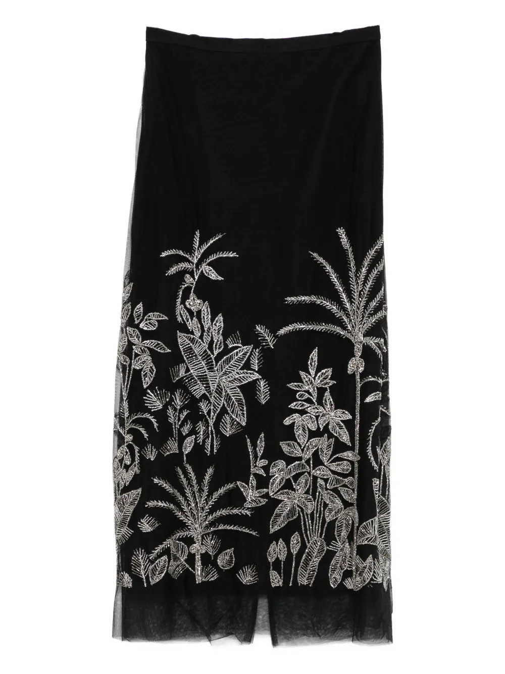 Costarellos beaded floral midi skirt - Nero