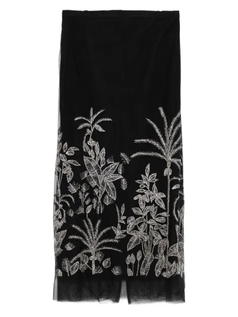 Costarellos beaded floral midi skirt