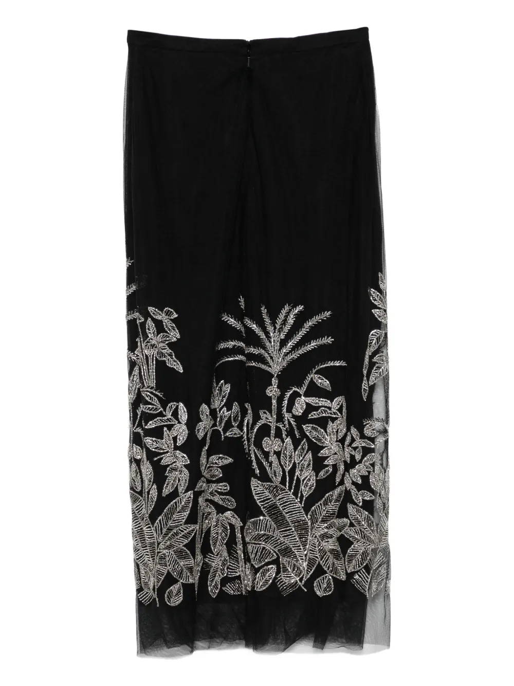 Costarellos Midi-rok met kralen en bloemen - Zwart