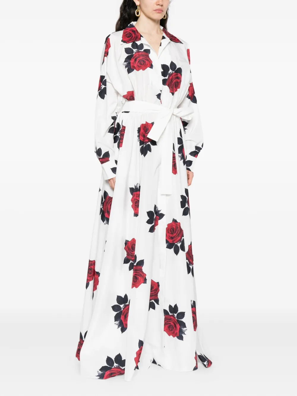 Norma Kamali Maxi-jurk met roosprint Wit