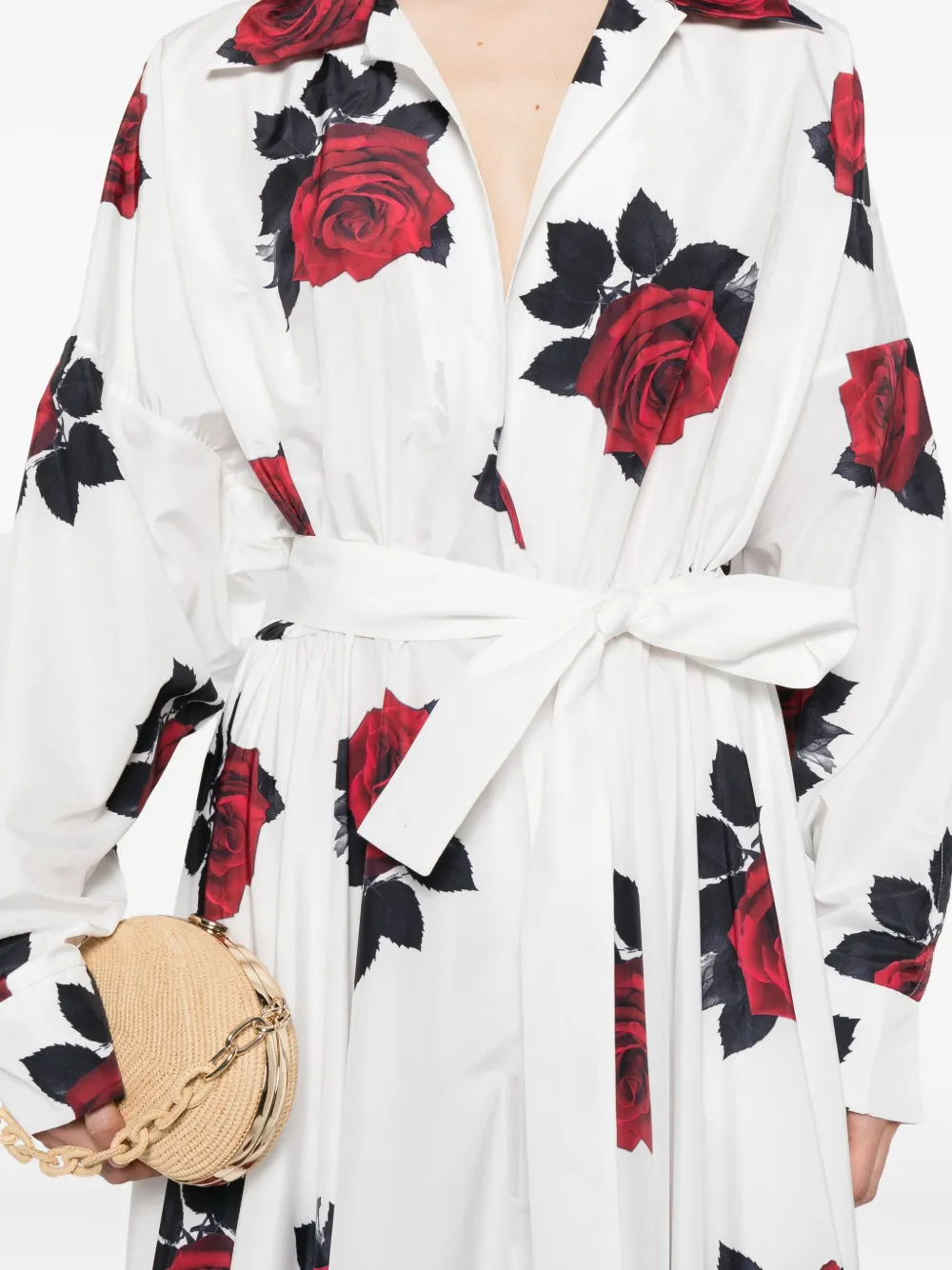 Norma Kamali Maxi-jurk met roosprint Wit