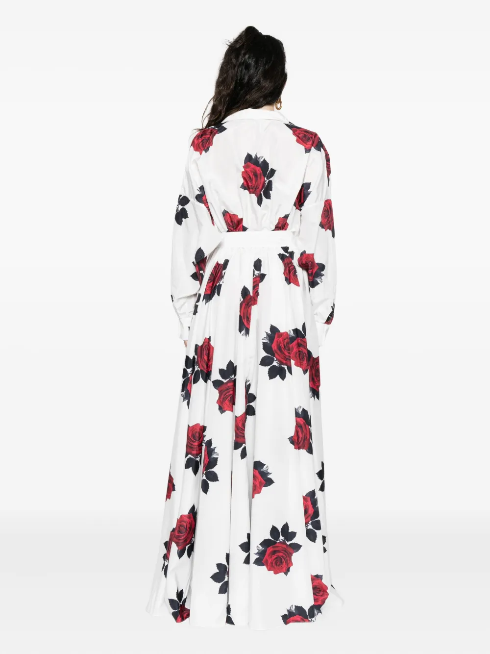 Norma Kamali Maxi-jurk met roosprint Wit
