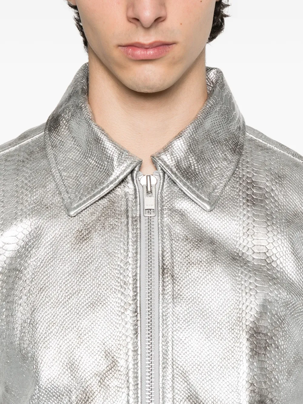 Sunflower snakeskin-effect zip-front jacket Zilver