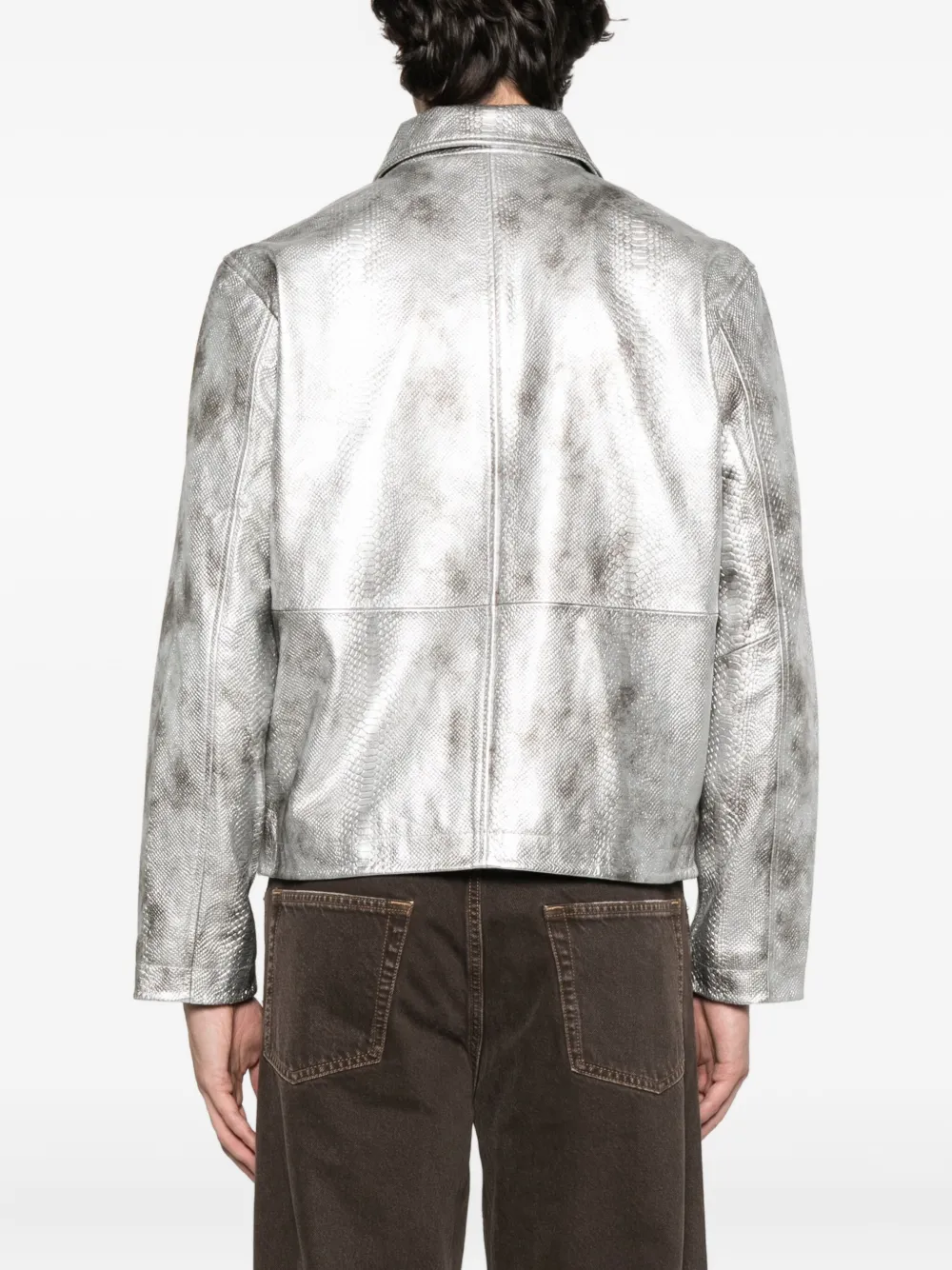 Sunflower snakeskin-effect zip-front jacket Zilver