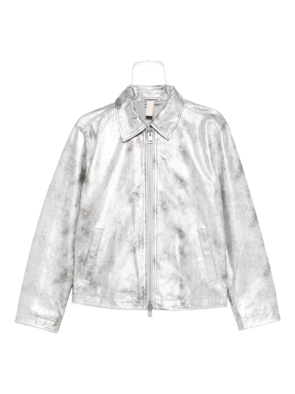Sunflower snakeskin-effect zip-front jacket - Argento